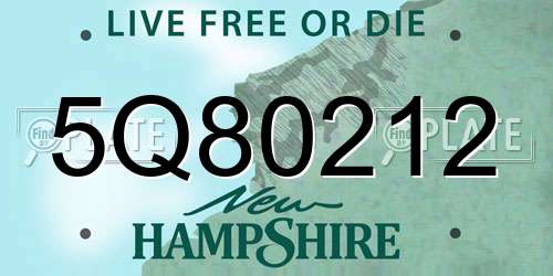 5Q80212 New Hampshire License Plate