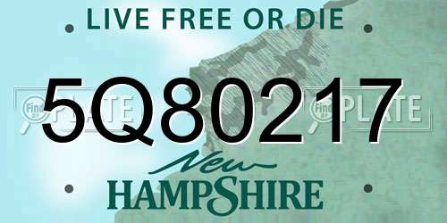 5Q80217 New Hampshire License Plate
