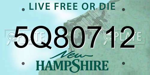 5Q80712 New Hampshire License Plate