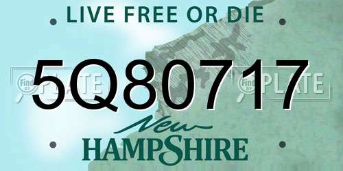 5Q80717 New Hampshire License Plate
