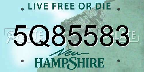 5Q85583 New Hampshire License Plate