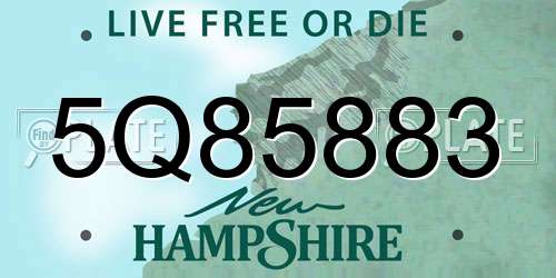 5Q85883 New Hampshire License Plate
