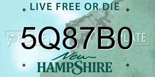 5Q87B0 New Hampshire License Plate