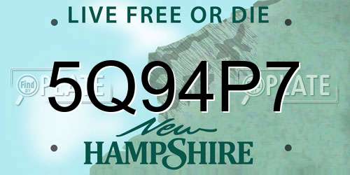 5Q94P7 New Hampshire License Plate