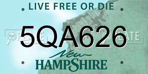 5QA626 New Hampshire License Plate