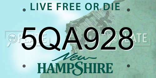 5QA928 New Hampshire License Plate