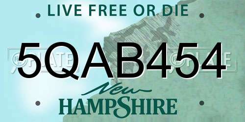 5QAB454 New Hampshire License Plate