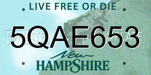 5QAE653 New Hampshire License Plate