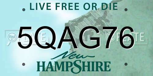 5QAG76 New Hampshire License Plate
