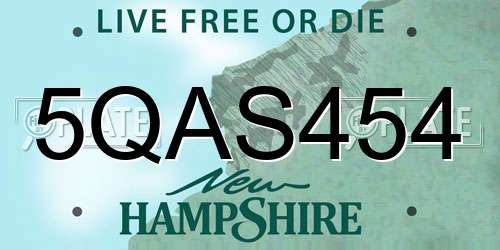5QAS454 New Hampshire License Plate