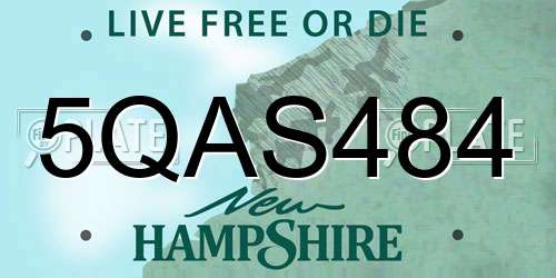 5QAS484 New Hampshire License Plate