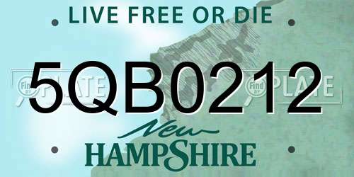 5QB0212 New Hampshire License Plate