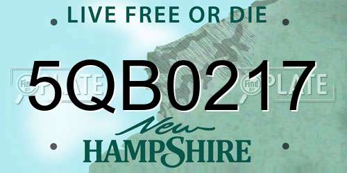 5QB0217 New Hampshire License Plate