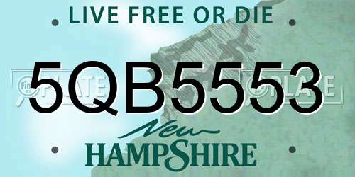 5QB5553 New Hampshire License Plate