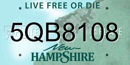 5QB8108 New Hampshire License Plate