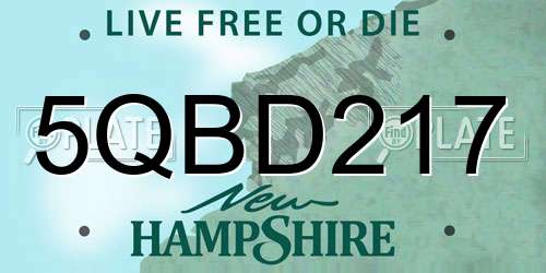 5QBD217 New Hampshire License Plate