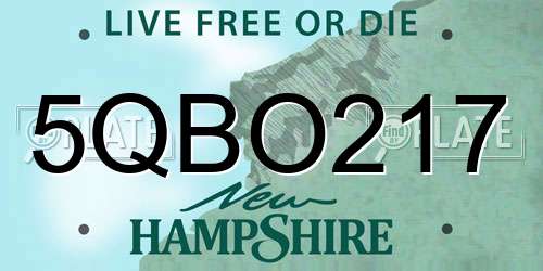 5QBO217 New Hampshire License Plate