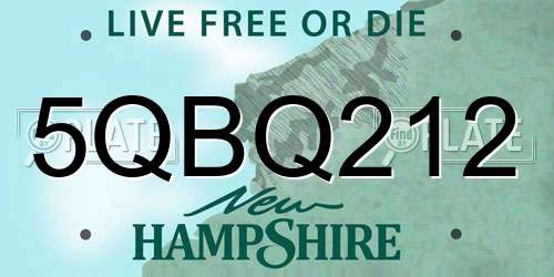 5QBQ212 New Hampshire License Plate