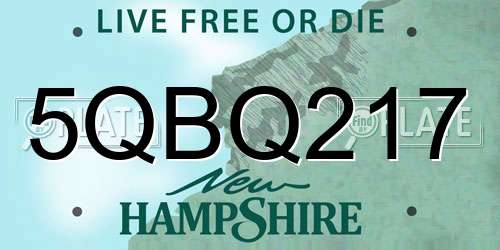 5QBQ217 New Hampshire License Plate