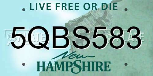 5QBS583 New Hampshire License Plate