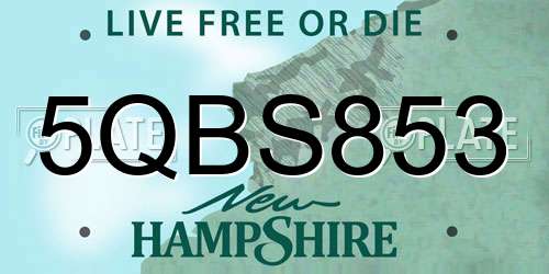 5QBS853 New Hampshire License Plate