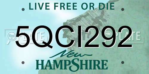 5QCI292 New Hampshire License Plate