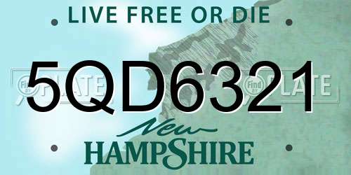 5QD6321 New Hampshire License Plate