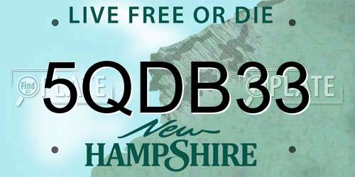 5QDB33 New Hampshire License Plate