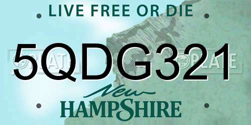 5QDG321 New Hampshire License Plate