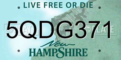 5QDG371 New Hampshire License Plate