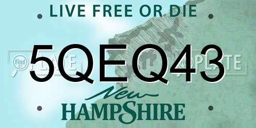 5QEQ43 New Hampshire License Plate