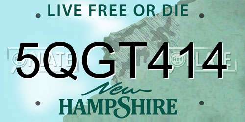 5QGT414 New Hampshire License Plate