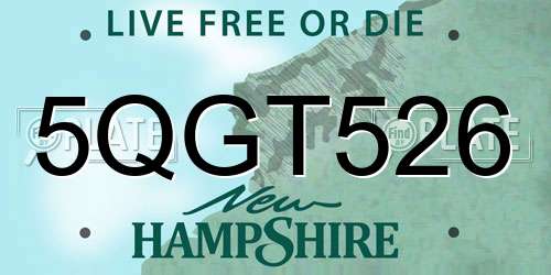 5QGT526 New Hampshire License Plate