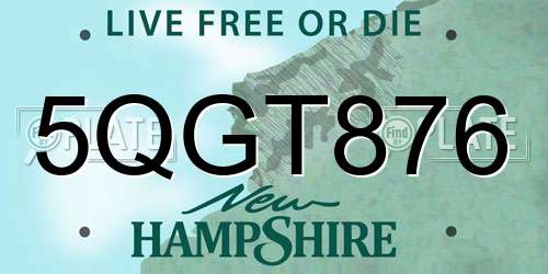 5QGT876 New Hampshire License Plate