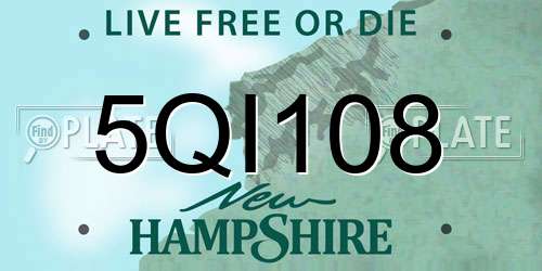 5QI108 New Hampshire License Plate