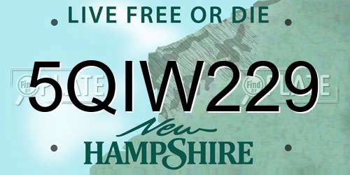 5QIW229 New Hampshire License Plate