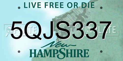 5QJS337 New Hampshire License Plate