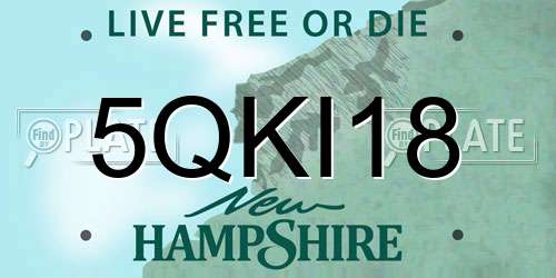 5QKI18 New Hampshire License Plate