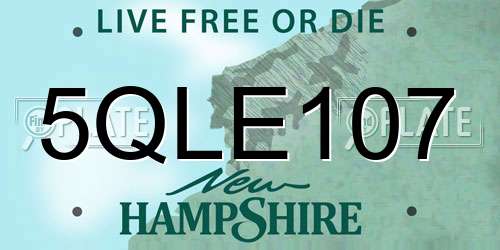 5QLE107 New Hampshire License Plate