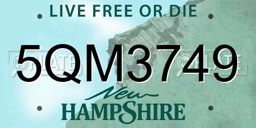 5QM3749 New Hampshire License Plate