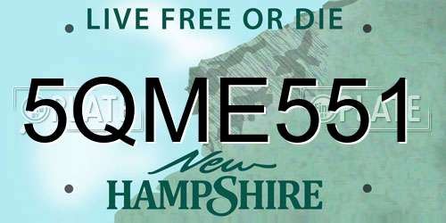 5QME551 New Hampshire License Plate