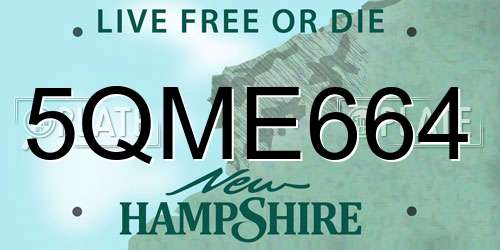 5QME664 New Hampshire License Plate