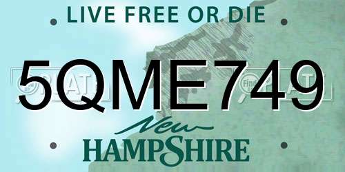 5QME749 New Hampshire License Plate