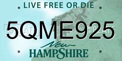 5QME925 New Hampshire License Plate