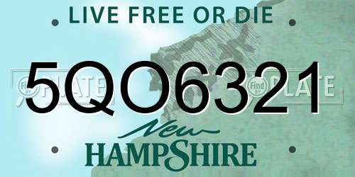 5QO6321 New Hampshire License Plate