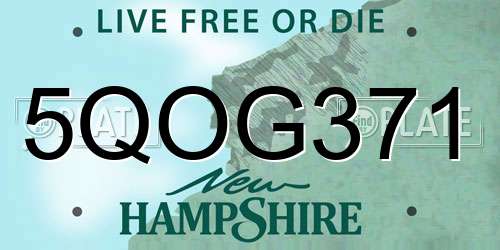 5QOG371 New Hampshire License Plate