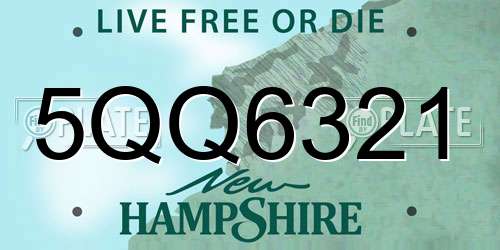 5QQ6321 New Hampshire License Plate