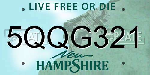 5QQG321 New Hampshire License Plate