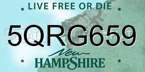 5QRG659 New Hampshire License Plate