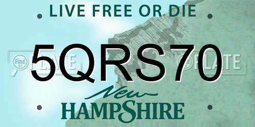 5QRS70 New Hampshire License Plate